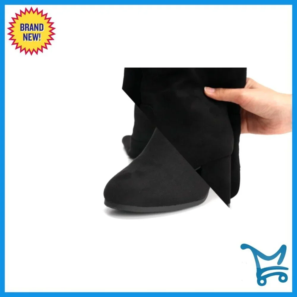 Stretch Microsuede Thigh High Boots Block Heel Over Knee Boots